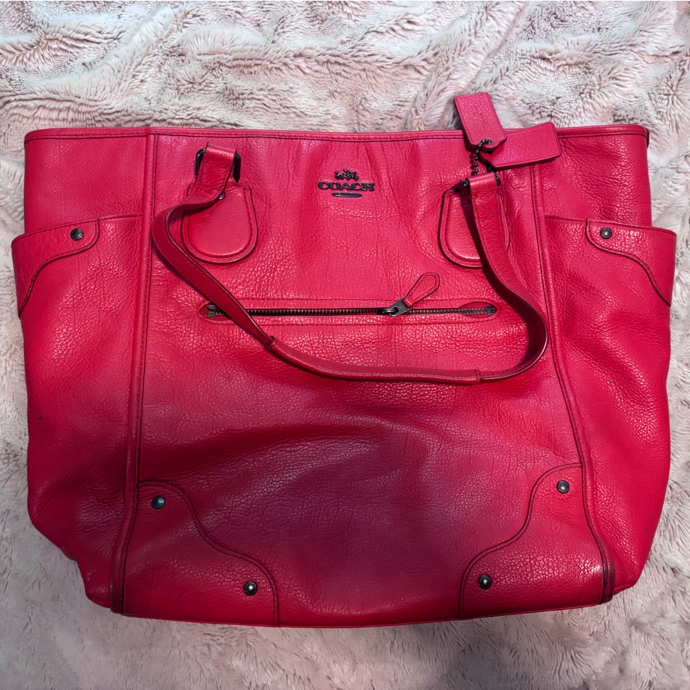 Coach Vibrant Red Large Leather Tote